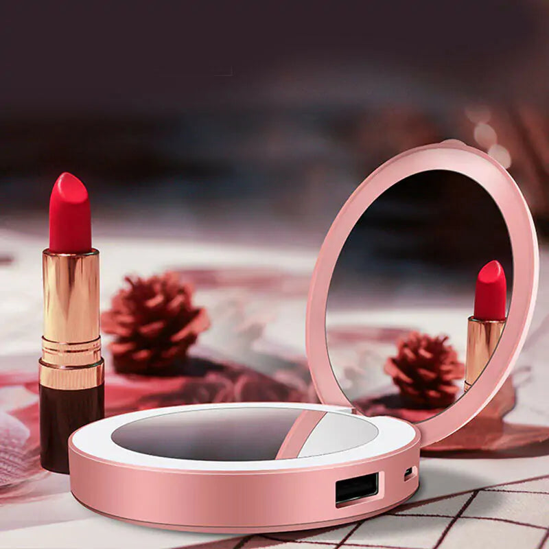 Portable Charger Makeup Mirror With Light