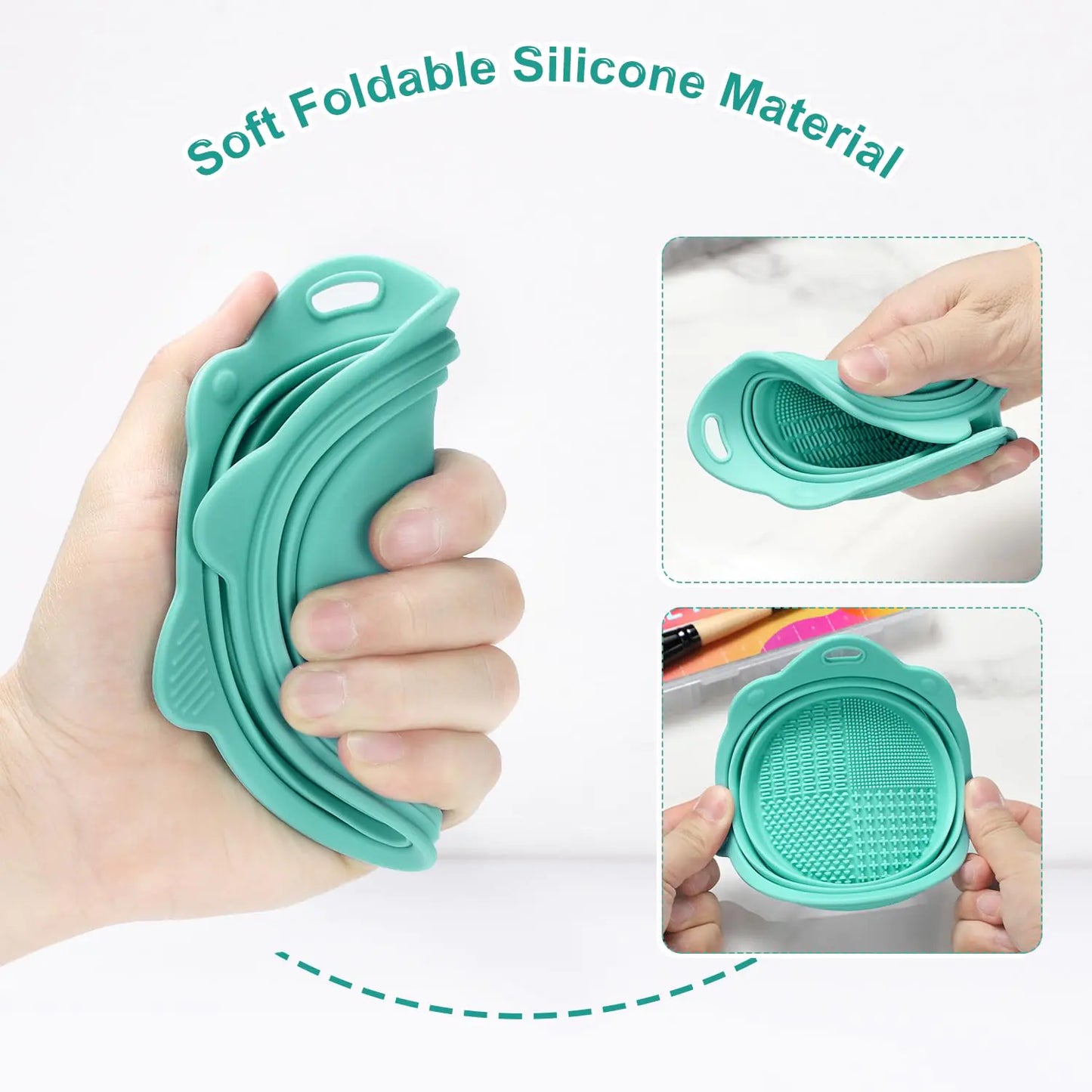 Etercycle Foldable Silicone Makeup Brush Cleaner – Portable Brush & Sponge Washing Tool (Green)